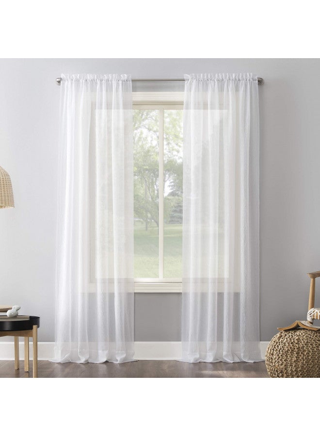 No. 918 Erica Crushed Sheer Voile Rod Pocket Curtain Panel, 51" x 84", White - Image 1