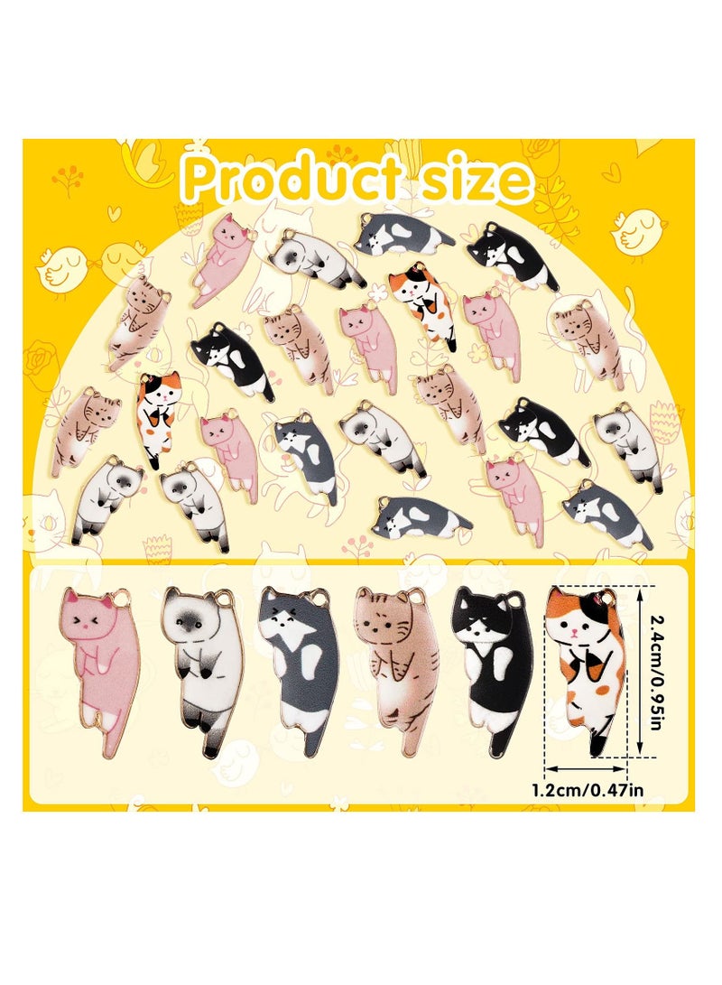 SYOSI Enamel Cat Charms for Jewelry Making 6 Styles Cute Cat Enamel Pendant Animal Charms for DIY Making Earring Necklace Bracelet Handicraft Supplies Alloy Accessories (42 Pieces) - Image 2