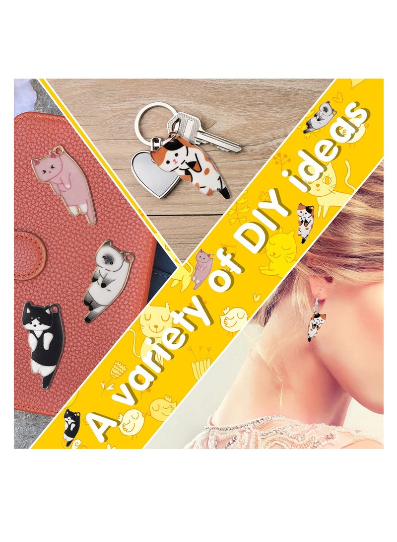 SYOSI Enamel Cat Charms for Jewelry Making 6 Styles Cute Cat Enamel Pendant Animal Charms for DIY Making Earring Necklace Bracelet Handicraft Supplies Alloy Accessories (42 Pieces) - Image 4