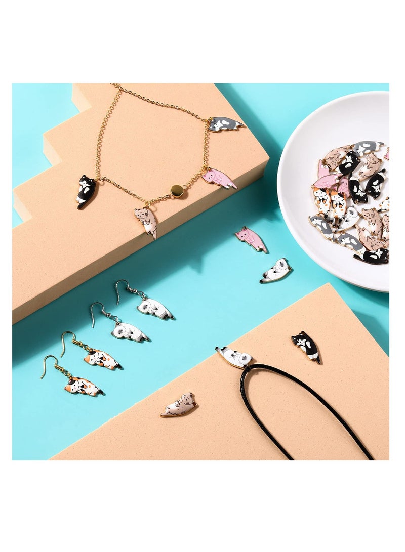 SYOSI Enamel Cat Charms for Jewelry Making 6 Styles Cute Cat Enamel Pendant Animal Charms for DIY Making Earring Necklace Bracelet Handicraft Supplies Alloy Accessories (42 Pieces) - Image 5