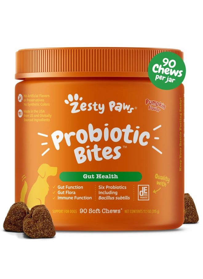 Zesty Paws Probiotics for Dogs - Digestive Enzymes for Gut Flora, Digestive Health, Diarrhea & Bowel Support - Clinically Studied DE111 - Dog Supplement Soft Chew for Pet Immune System - Pumpkin  - Image 1