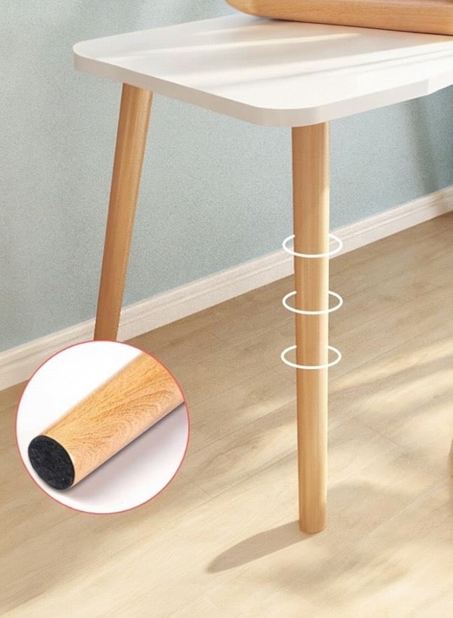 woodx Modern Minimalist White Computer Desk with Curved Edge and Wooden Legs  - Image 5