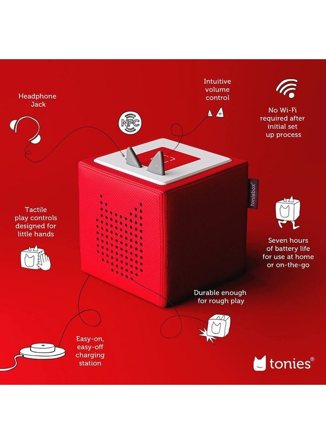 Tonies طقم بدء تشغيل مشغل الصوت تونيبكس مع جرو اللعب - تجربة استماع رقمية خالية من الشاشة لبناء الخيال، القصص، الموسيقى، والمزيد - أحمر - Image 3