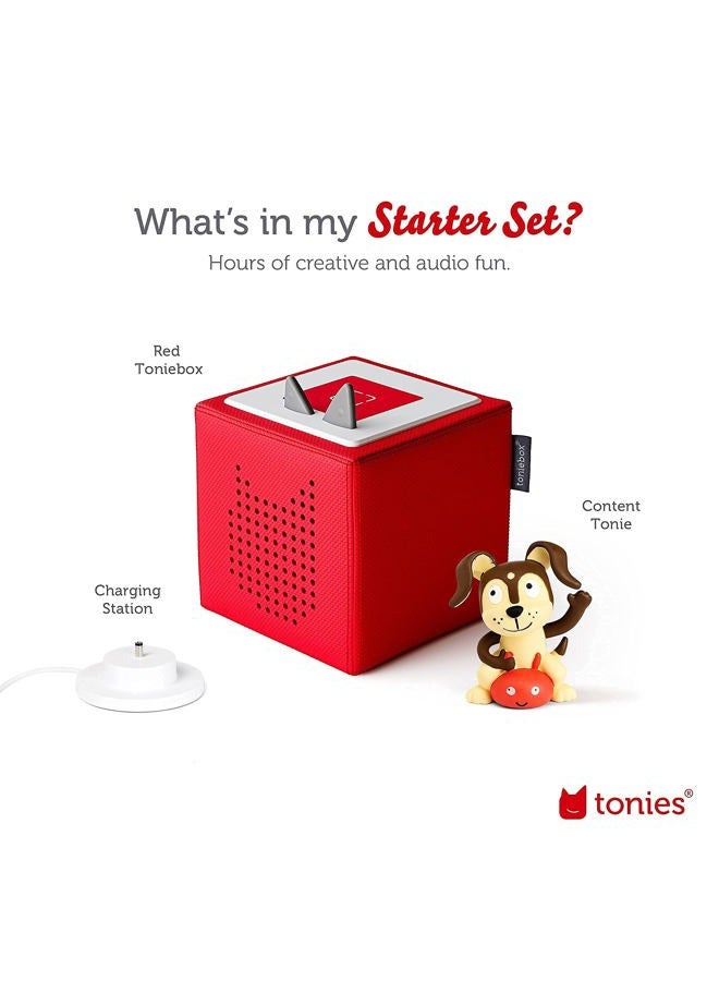 Tonies طقم بدء تشغيل مشغل الصوت تونيبكس مع جرو اللعب - تجربة استماع رقمية خالية من الشاشة لبناء الخيال، القصص، الموسيقى، والمزيد - أحمر - Image 5