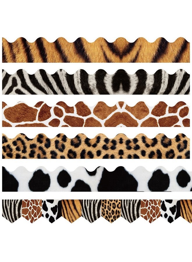 Nezyo Classroom Bulletin Board Borders Safari Animal Classroom Borders For Wall Decorations Diy Leopard Tiger Cow Print Bulletin Board Sticker For School Jungle Decorations Supplies, 6 Styles (60 Pieces) - Image 1