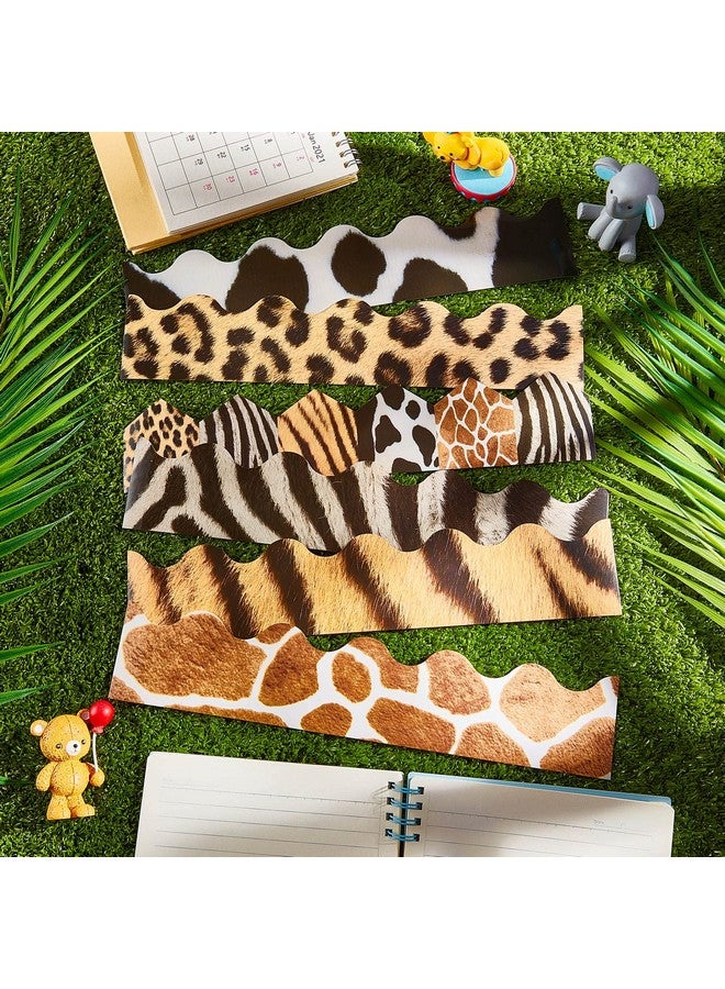 Nezyo Classroom Bulletin Board Borders Safari Animal Classroom Borders For Wall Decorations Diy Leopard Tiger Cow Print Bulletin Board Sticker For School Jungle Decorations Supplies, 6 Styles (60 Pieces) - Image 3