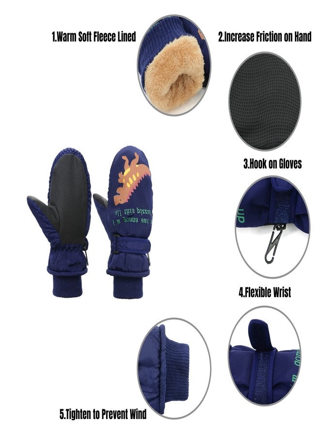 Zando Toddler Mittens Ages 2-4 Kids Winter Mittens Waterproof Snow Gloves for Boys Girls 2-4T Navy Fox - Image 3