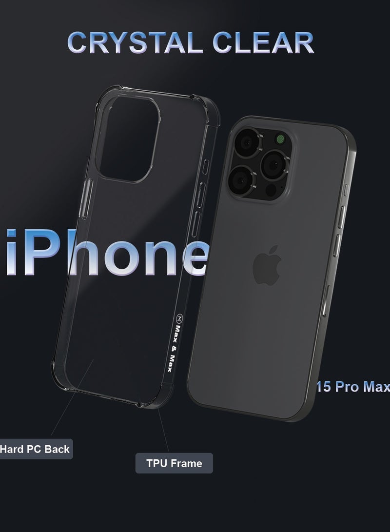 Max & Max iPhone 15 Pro Max Clear Case – Ultra Slim Crystal Transparent Cover, Anti-Yellowing & Anti-Scratch Protection - Image 3
