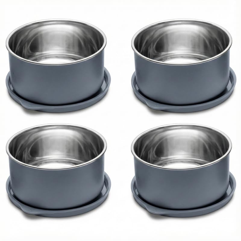 Allo Microwave Safe Stainless Steel Container, AirTight Tiffin & Leak Proof Lunch Boxes Storage Containers with Lids for Kitchen, Office, School, Set of 4, 320ml, Grey - Image 1