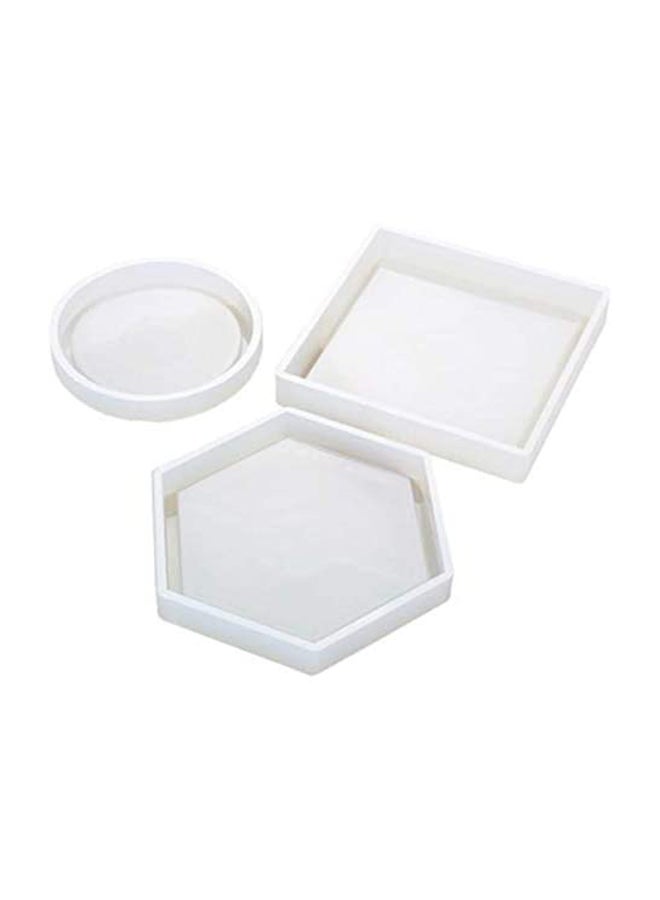 Loquat 3-Piece Silicone Coaster Mould Set Light White 11.5x10x1.3cm - Image 1