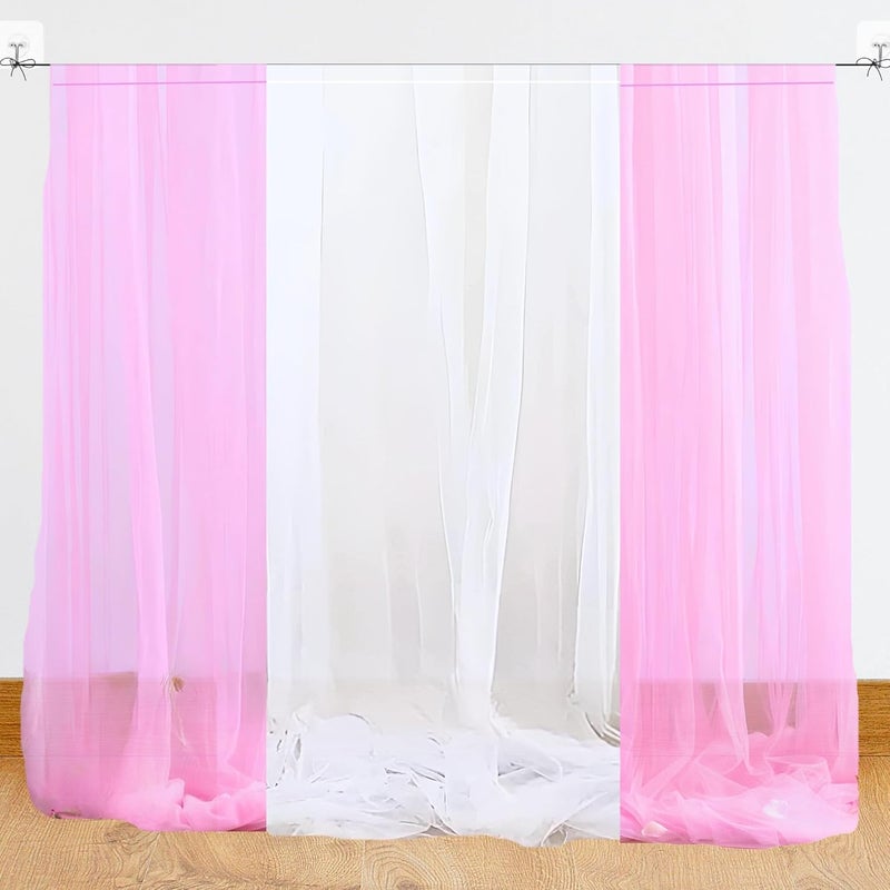 1iAM White Pink Decoration Net Hooks Ribbon Combo Pack of 7 2pcs White 2pcs Pink 2pcs Hooks 1pc Ribbon for Birthday Anniversary Wedding Haldi Mehndi Surprise Romantic Party Decoration