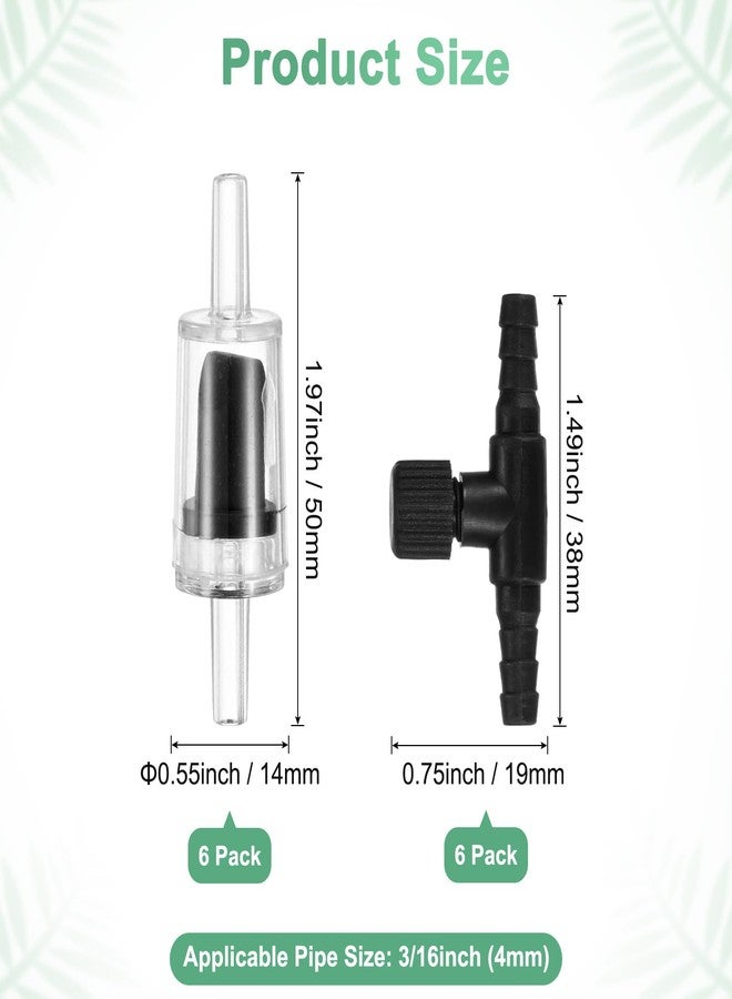 M METERXITY 6-Set Aquarium Air Valve, for 3/16" Airline Tubing Non-Return PVC Aquarium Air Control Valves W Check Valves for Fish Tanks/Aquaculture Regulators Air Pump Adjustable Valve [Black] - Image 4