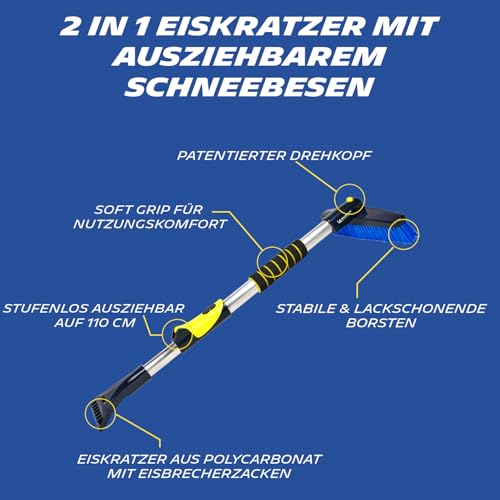 MICHELIN 2-in-1 ice Scraper with Snow Brush, Telescopic for The car, extendable, efficient and Durable ice Scraper with Handy 90° Rotating Snow Brush - Image 2