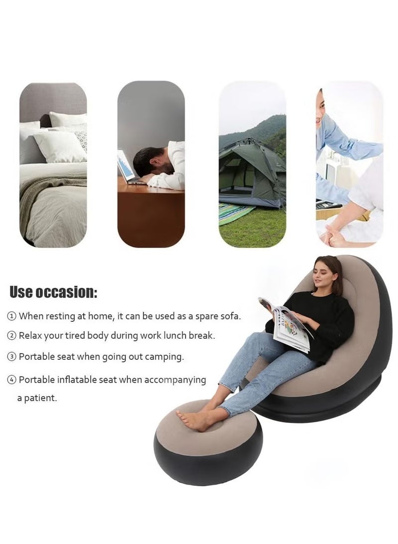 Ailily 2 Pack Foldable Portable Inflatable Bean Bag Chair and Air Pump, Lazy Sofa, Inflatable Couch, Inflatable Sofa, Inflatable Seat, Air Furniture Set with Footrest, Air Pump for Indoor, outdoor - Image 5