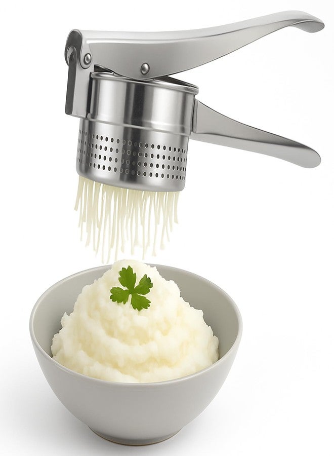 BNYD Stainless Steel Potato Ricer and Masher – Heavy Duty Manual Press for Smooth Mashed Potatoes, Baby Food, Vegetables, Garlic – Ergonomic Non-Slip Handle Kitchen Tool for Cooking Prep - Image 1