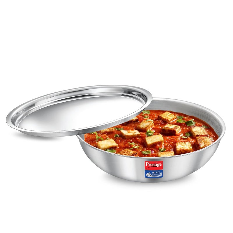PRESTIGE Prestige 16cm/0.9L Tri-Ply Stainless Steel Splendid Tasla with Lid|Gas and Induction Compatible|Even Heat Distribution| Thick Gauge Tri-Ply Body|15 Year Warranty - Image 1
