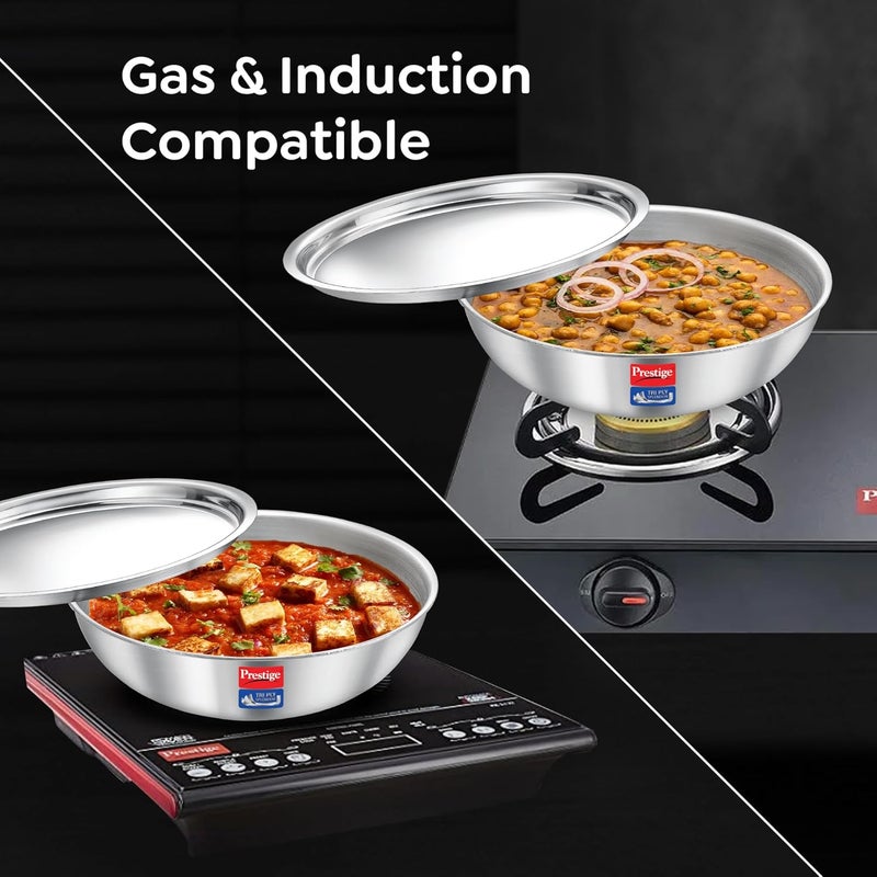 PRESTIGE Prestige 16cm/0.9L Tri-Ply Stainless Steel Splendid Tasla with Lid|Gas and Induction Compatible|Even Heat Distribution| Thick Gauge Tri-Ply Body|15 Year Warranty - Image 5