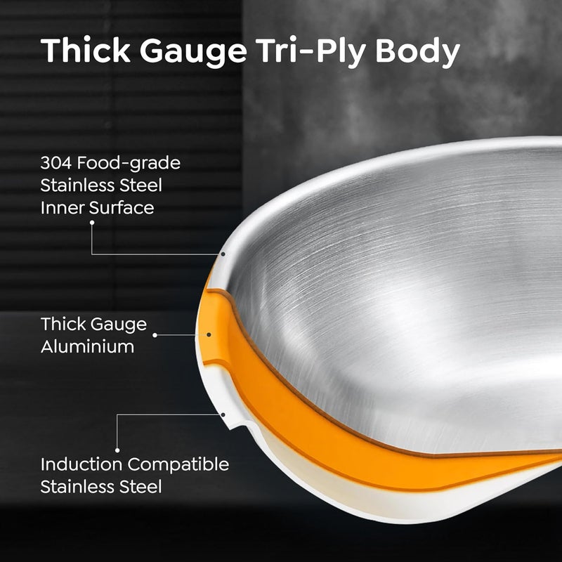 PRESTIGE Prestige 16cm/0.9L Tri-Ply Stainless Steel Splendid Tasla with Lid|Gas and Induction Compatible|Even Heat Distribution| Thick Gauge Tri-Ply Body|15 Year Warranty - Image 2