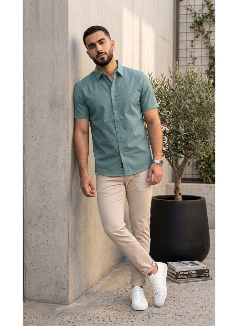 Hikes Men’s Premium Cotton Shirt , Soft Breathable Fabric, Modern Fit Short Sleeve Casual & Smart Wear - Image 3