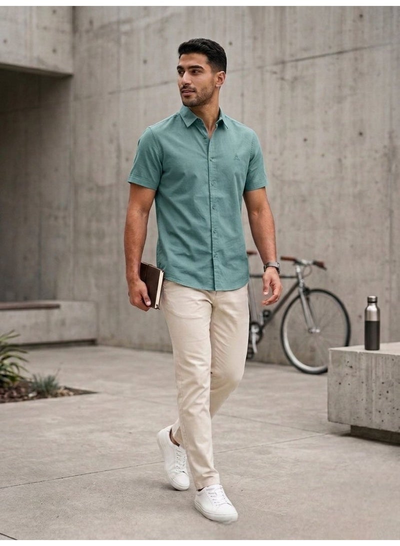 Hikes Men’s Premium Cotton Shirt , Soft Breathable Fabric, Modern Fit Short Sleeve Casual & Smart Wear - Image 4