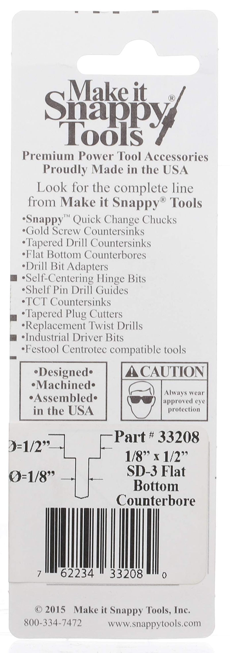 Make It Snappy Tools 1/8 Inch X 1/2 Inch 3-Flute Flat Bottom Counterbore With Tin Coated Twist Drill #33208 - Image 3