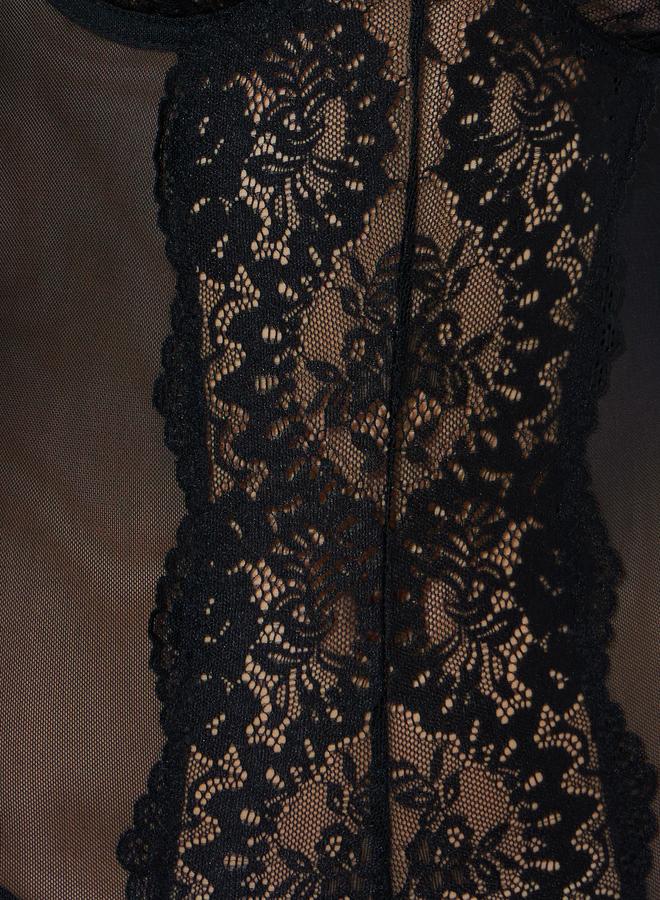 Styli Pack Of 3 - Floral Lace Underwired Balconette Bodysuit, Stockings And Gloves - Image 5