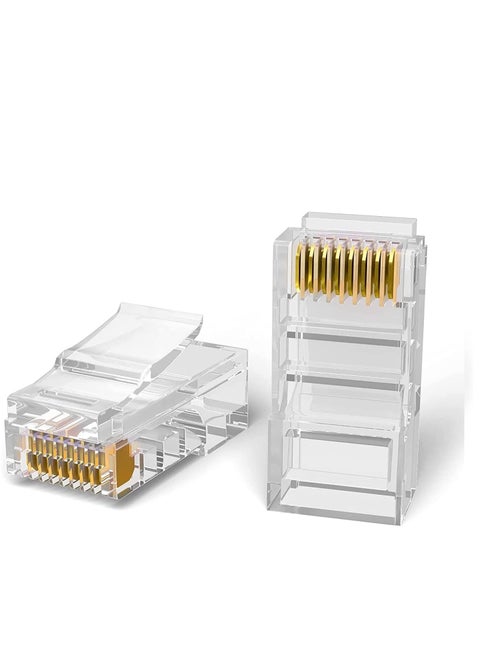 RJ45 Connector Pass Through Cat6 Ethernet RJ45 Plug For Cat6/Cat5/Cat5e UTP Solid and Stranded Network Cable-Clear 30 Pack