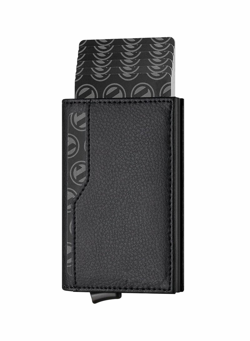 Card Holder Wallet with Coin Pocket Magnetic Closure Pop Up Cards ID Window Slim Leather RFID Protection to 12 Case for Men - Image 1