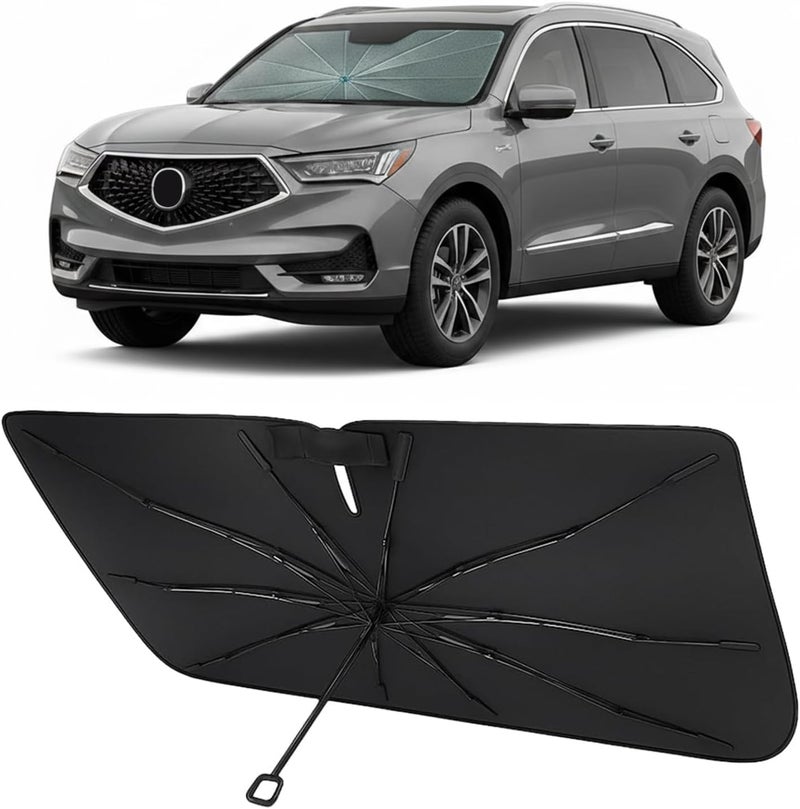 Windshield Sun Shade Umbrella for Acura MDX 2022-2025 2026 Foldable Car Umbrella Sunshade with Soft TPU Handle Spring Structure Crystal Cooling Material Protect Car from Rays & Heat - Image 1