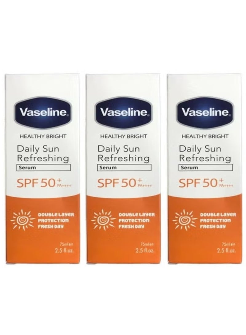 فازلين 3قطع من سيروم فازلين اليومي المنعش للشمس بعامل حماية من أشعة الشمس 50+، 75 مل - Image 1