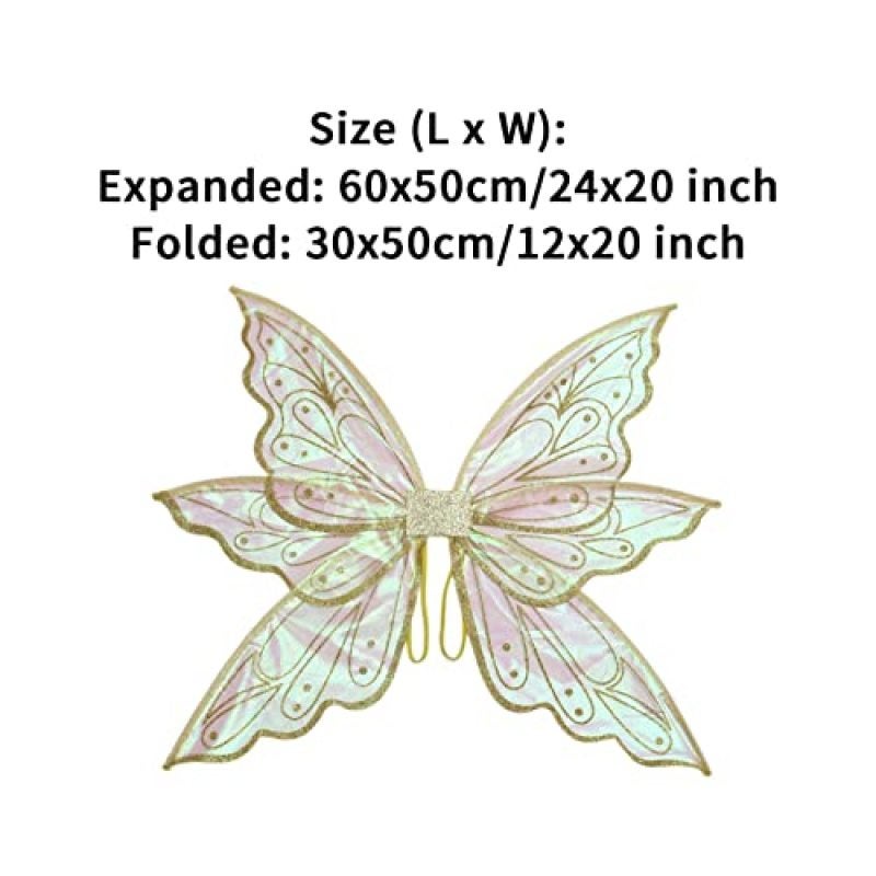 Girls Fairy Angel or Butterfly Wings Princess Costume Wings Set for Kids Dress up Halloween Birthday Party - Image 2