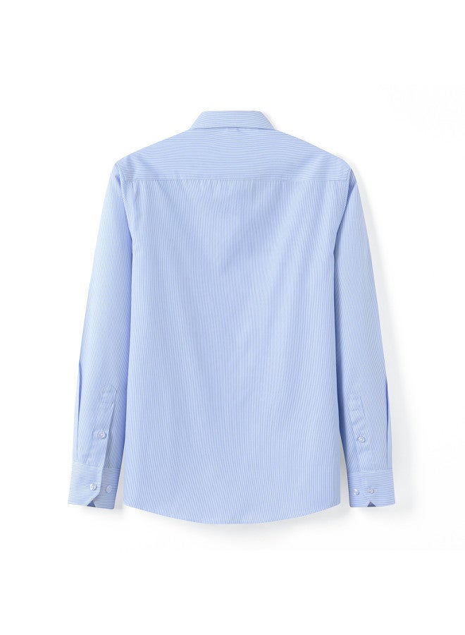 ROMON Easy Care】men's Vertical Striped Shirt Long Sleeve, Drape Long Sleeve Shirt For Business Commute, Men's Dress Shirt - Image 3