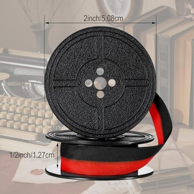 2 PAIRS TYPEWRITER RIBBON, UNIVERSAL VINTAGE TYPEWRITER INK RIBBON TWIN SPOOL REPLACEMENT, MANUAL TYPEWRITERS RIBBONS SUITABLE FOR MOST VINTAGE TYPEWRITERS(RED, BLACK) - Image 3