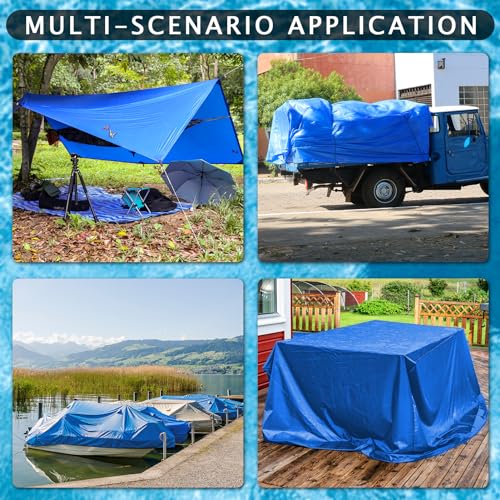 UJG 18 x 18 Ft Swimming Pool Ground Cloth Square Swimming Pool Liner Pad for Above Ground Swimming Pools Heavy Duty Pool Ground Mat Protector Pad Prevents Punctures Pool Tarp, Blue - Image 4