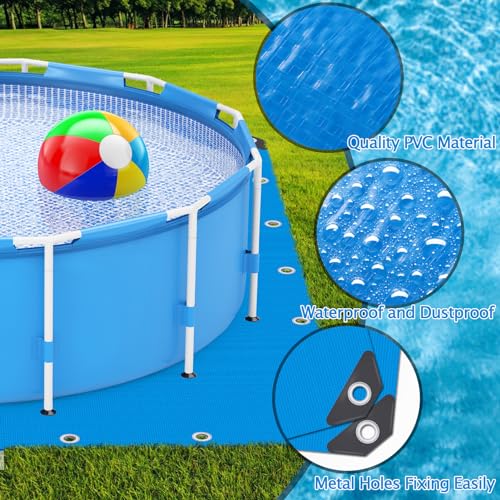 UJG 18 x 18 Ft Swimming Pool Ground Cloth Square Swimming Pool Liner Pad for Above Ground Swimming Pools Heavy Duty Pool Ground Mat Protector Pad Prevents Punctures Pool Tarp, Blue - Image 3