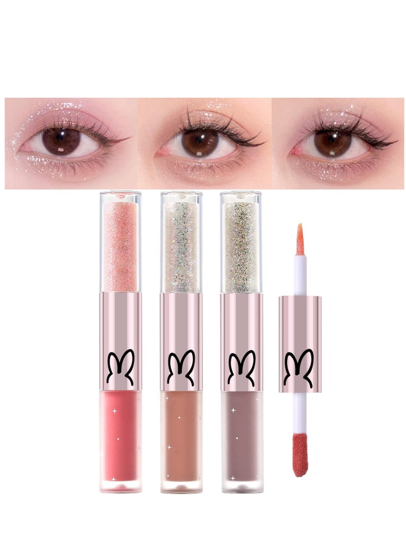 SYOSI 3Pcs Liquid Glitter Matte Eyeshadow  Liquid Glitter Eyeliner and Matte Cream Eyeshadow 2 in 1 Quick Drying Easy to Apply Long Lasting Shimmer Matte Eyeshadow Eye Makeup - Image 1