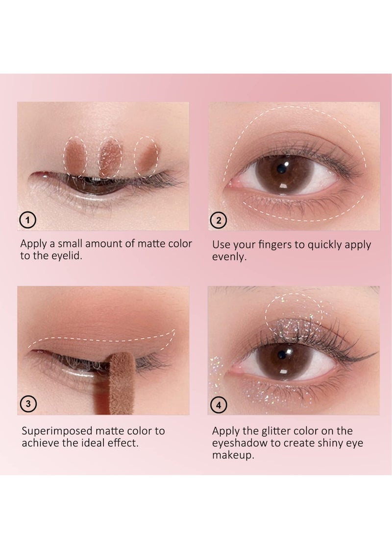 SYOSI 3Pcs Liquid Glitter Matte Eyeshadow  Liquid Glitter Eyeliner and Matte Cream Eyeshadow 2 in 1 Quick Drying Easy to Apply Long Lasting Shimmer Matte Eyeshadow Eye Makeup - Image 2
