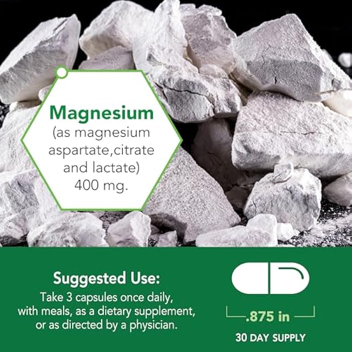 Botanic Choice Triple Magnesium Advantage - Magnesium Aspartate Citrate & Lactate Complex Supplement for Nerve, Digestive, Muscular & Heart Health for Men & Women (90 Capsules) - Image 3