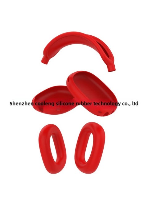 For Apple Airpods Max Protective Case Headset For Apple Headset Protective Case Silicone Soft Case Three-piece Set-Color:Red Three-piece Set + Opp Bag