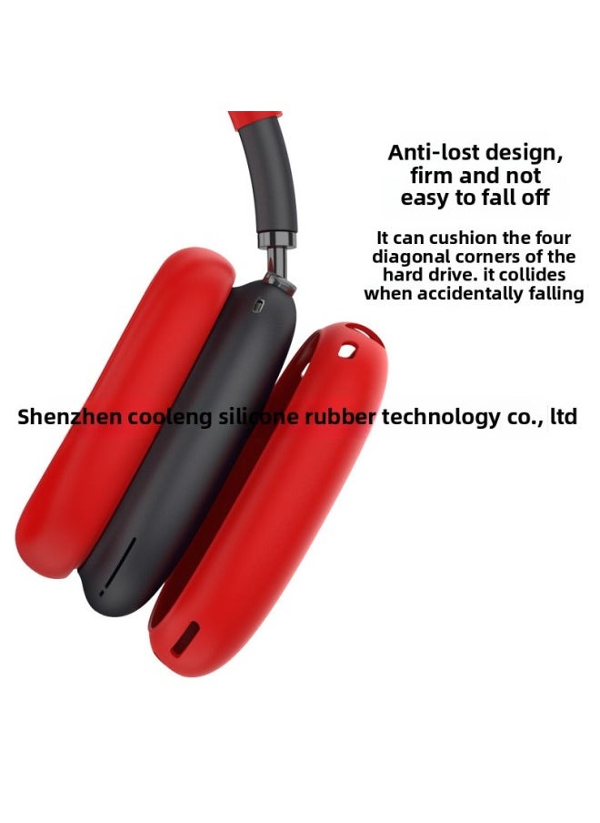 For Apple Airpods Max Protective Case Headset For Apple Headset Protective Case Silicone Soft Case Three-piece Set-Color:Red Three-piece Set + Opp Bag