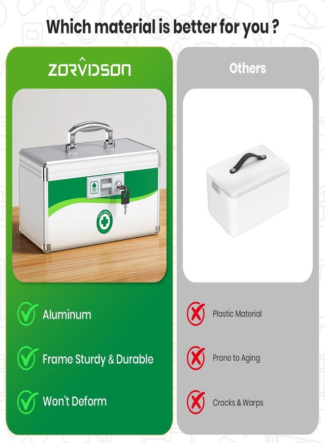 ZORVIDSON Medicine Lock Box with Keys, Small 12x7x7.7in, Aluminum Child-Safe Lock - Image 2