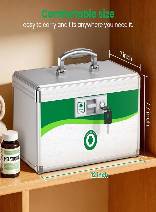 ZORVIDSON Medicine Lock Box with Keys, Small 12x7x7.7in, Aluminum Child-Safe Lock - Image 4