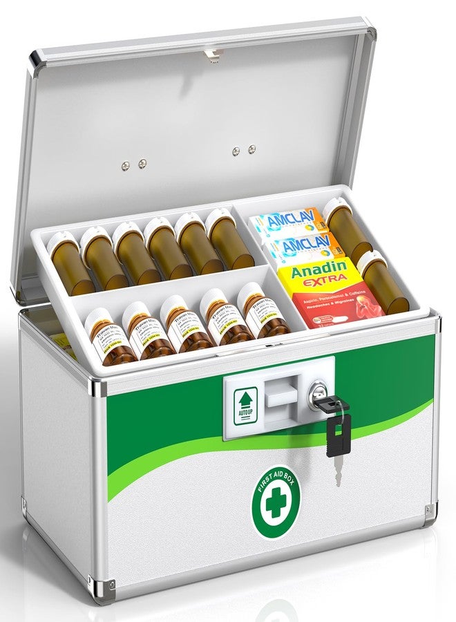 ZORVIDSON Medicine Lock Box with Keys, Small 12x7x7.7in, Aluminum Child-Safe Lock - Image 1