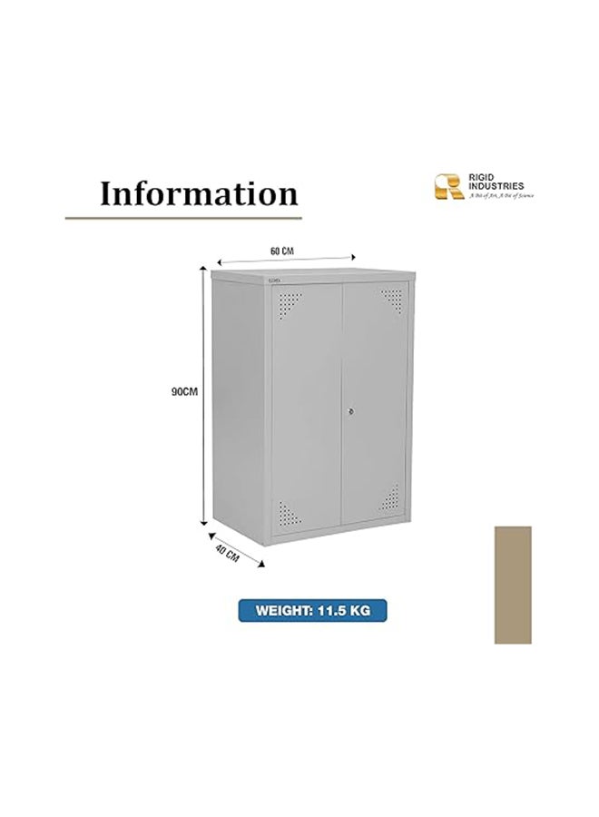 RIGID Steel Shoe Rack with Doors 3 Shelves Storage Cabinet with Ventilation Holes Pre- Assembled, Round Cam Lock with 2 Keys Shoe Storage Unit - Home, Office, Living Room (90H * 60W * 40D) Grey - Image 4