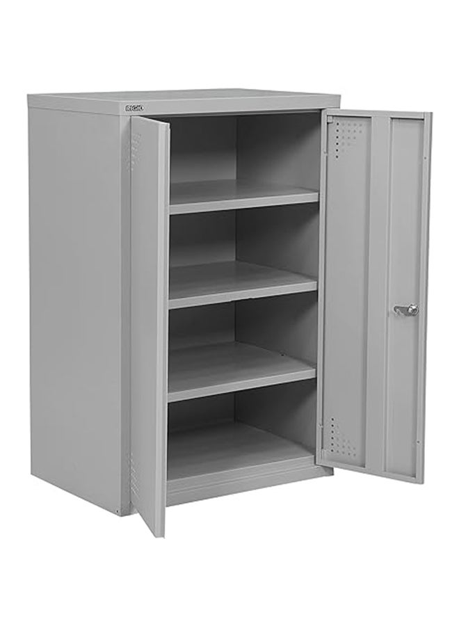 RIGID Steel Shoe Rack with Doors 3 Shelves Storage Cabinet with Ventilation Holes Pre- Assembled, Round Cam Lock with 2 Keys Shoe Storage Unit - Home, Office, Living Room (90H * 60W * 40D) Grey - Image 5