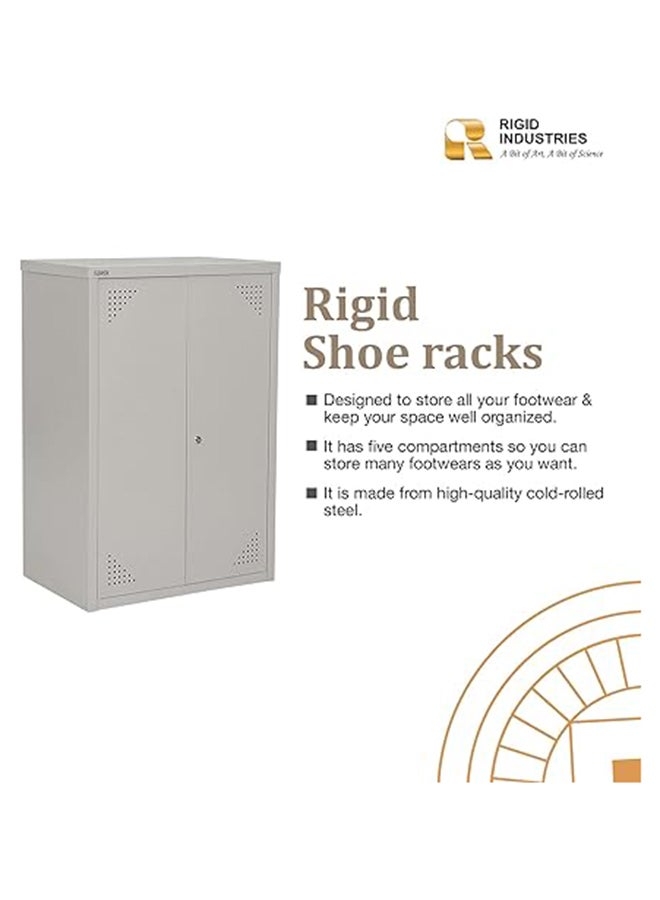 RIGID Steel Shoe Rack with Doors 3 Shelves Storage Cabinet with Ventilation Holes Pre- Assembled, Round Cam Lock with 2 Keys Shoe Storage Unit - Home, Office, Living Room (90H * 60W * 40D) Grey - Image 2
