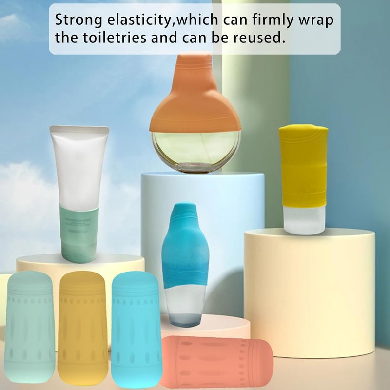 CINLITEK 10 PCS Silicone Bottle Covers  LeakProof Travel Essentials for Toiletries Beach Vacations  Cruise Trips Reusable Protective Sleeves for Men  Women - Image 5