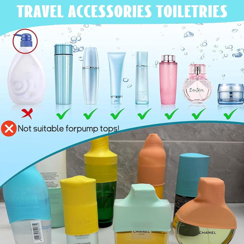 CINLITEK 10 PCS Silicone Bottle Covers  LeakProof Travel Essentials for Toiletries Beach Vacations  Cruise Trips Reusable Protective Sleeves for Men  Women - Image 3