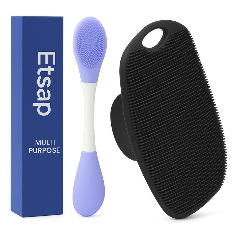 ETSAP فرشاة الجسم السيليكونية ETSAP، فرشاة الاستحمام لتنظيف مغذي وتقشير بشرتك، شعيرات تعزز الرغوة مع مقبض مريح غير قابل للانزلاق، مقشر الجسم للرجال والنساء - Image 1