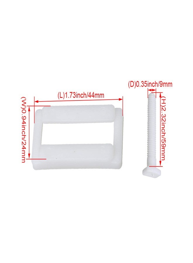 RDEXP 2 Pairs White Plastic Toilet Seat Cover Hinge Blind Hole Rectangular Bolts with Nuts Washers - Image 4